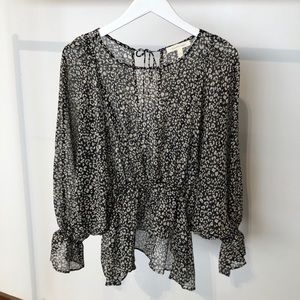 Grade & Gather Pleated Sheer Blouse size Large